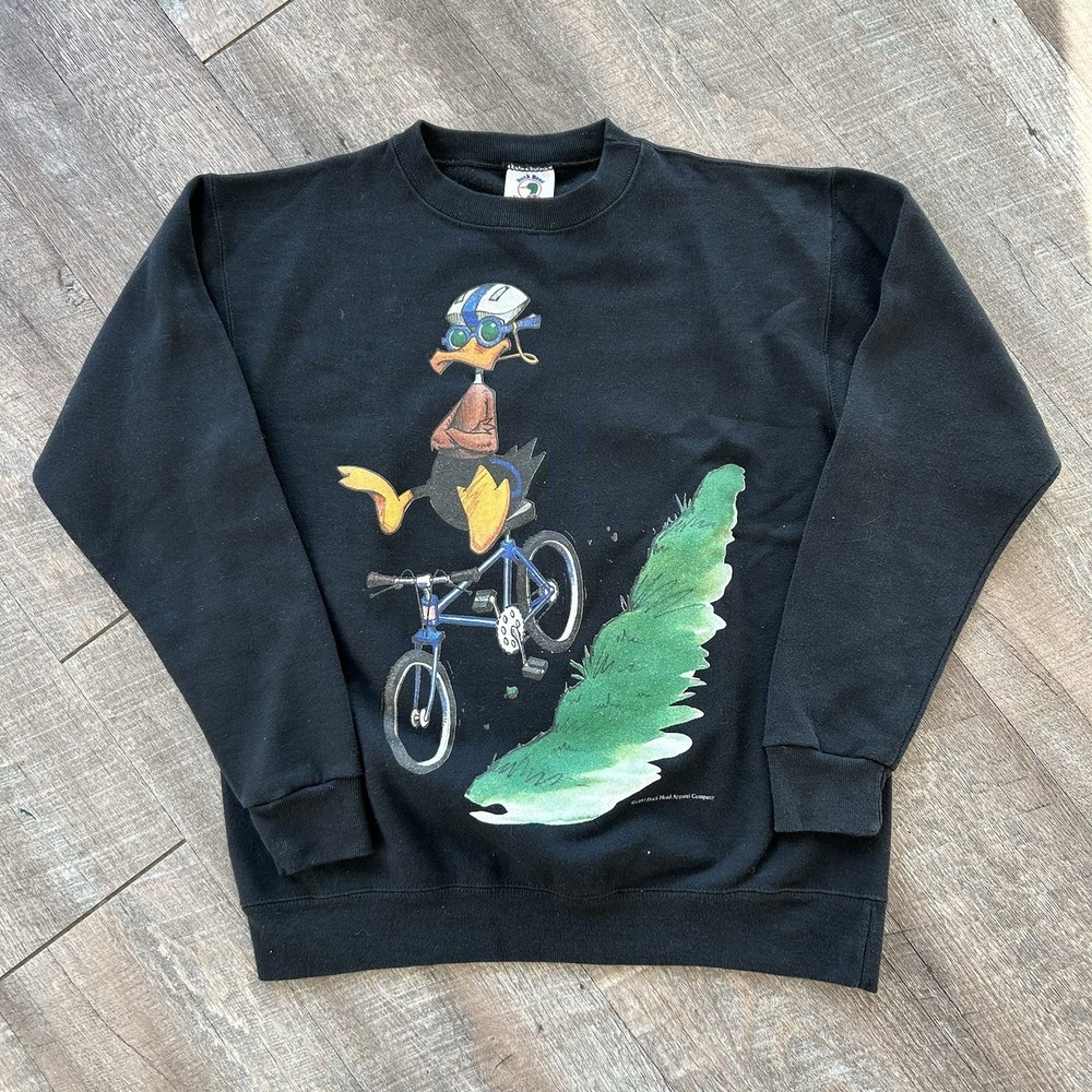 Vintage 1993 Duck Head Mountain Bike Duck Graphic Sweatshirt USA Made Fits M